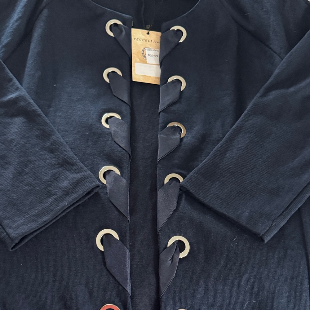 Vecceli Italy Navy Blazer with Eyelet Accents